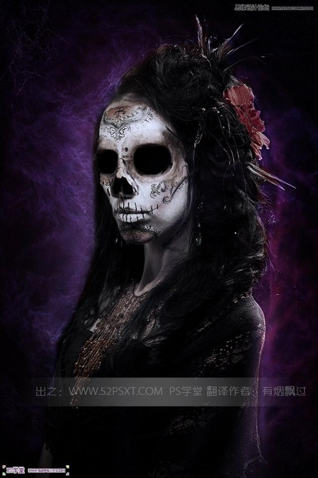 合成恐怖骷髅头像魔鬼新娘照片的ps教程